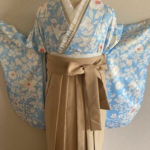 卒業式　レトロモダン二尺袖着物、袴と2点セット