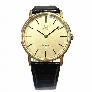 オメガ デビル 111.140 手巻き ゴールド文字盤 革ベルト 時計 腕時計 メンズ☆0303