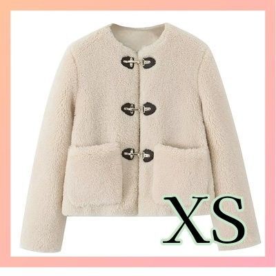 新品 フェイクボア ジャケット ロブスタークラスプ XSサイズ ボアジャケット ZARA風 極暖
