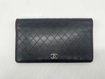 CHANEL シャネル ビコローレ 2つ折り 長財布 A33911 ココマーク ブラック×ボルドー 箱付き_画像2