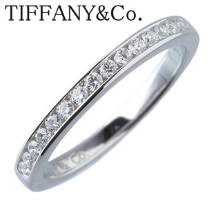 ティファニー チャネル ハーフエタニティ ダイヤ リング 7.5号 幅2.2mm PT950 ハーフサークル 新品仕上げ済 TIFFANY【14603】