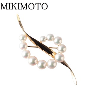 ミキモト パール ブローチ アコヤパール4.2mm～6.4mm PB-1323K K18YG 新品仕上げ済 MIKIMOTO【14776】