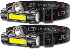 【２個セットG21】【改良版】ヘッドライト 充電式 LEDヘッドライト USB 小型軽量 高輝度【灯モード 明るさ300ルーメン/集光・散光切替