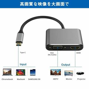 RayCue USB Type-C HDMI 変換アダプタ USB C HDMI VGA 変換アダプタ 4K HDMI/1080P VGA