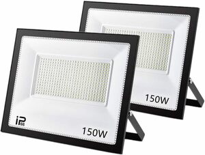 買得な2台セット　150W IP66防水 LED 投光器 作業灯 18000LM フラッドライト 省エネ 高輝度 アース付きプラグ PSE適合 1.8Mコード 