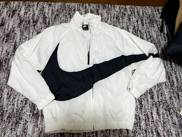 NIKE ナイキ HBR STMT WOVEN JACKET ビッグスウォッシュ ナイロン ウーブン ジャケット ブラック×ホワイト Lサイズ