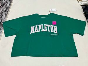 新品　レピピ　repipi armario 　ショート丈　Tシャツ　Ｌサイズ　グリーン　緑　カレッジロゴ　ピンク2