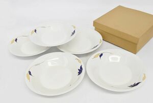 (90Ｍ 1117M20) 1円～ 未使用 Royal China ロイヤルチャイナ 大皿 プレート 5枚セット 金彩 花 洋食器