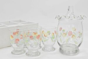 (663M 1129T2)1円～ 未使用 RUHRGLASS グラス ガラスポット 西ドイツ製 アンティーク 洋食器 花柄