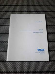 Lexicon PCM70 Owner's Manual