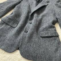 極美品●XL〜XXL相当 ハリスツイード HARRI TWEED テーラードジャケット ヘリンボーン 胡桃ボタン エルボーパッチ カナダ製_画像6