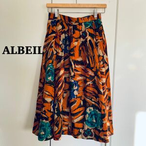 【新品】　ALBEIL フレアスカート　ロングスカート　花柄　総柄　大きいサイズ