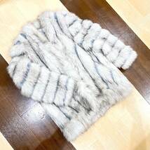 DRM-E-177 中古品/現状品【SEVET Foke fur】フェイクファー コート ライトグレー系 着丈78cm レディース アウター 毛皮風 日本製 防寒着_画像7