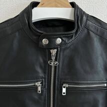 新品 未使用 タグ付き ★定価97,900円 DIESEL ディーゼル メンズ XSサイズ Dロゴ シングル ライダース レザー ジャケット ブラック 01_画像4