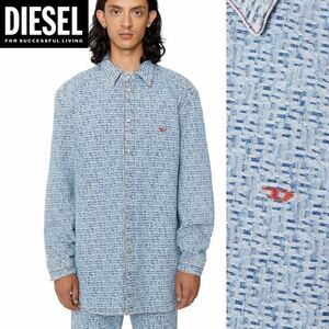 新品 未使用 タグ付き ★定価52,800円 DIESEL ディーゼル メンズ モノグラム ロゴ ジャガード デニム シャツジャケット オールオーバー 18