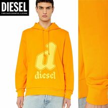 新品 未使用 タグ付き ★定価23,100円 DIESEL ディーゼル Sサイズ プリント パーカー スウェット プルオーバー オレンジ 21_画像1