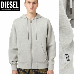 新品 未使用 タグ付き ★定価30,800円 DIESEL ディーゼル Sサイズ ジップアップ パーカー スウェット グレー レーヨン混 シンプル 25