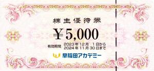 【最新】 早稲田アカデミー 株主優待券 5000円分 2024年11月30日まで　★　B