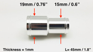 アルミ ホース 変換ジョイント　ストレート　ジョイントパイプ異径15ｍｍ＞19ｍｍ 2個入れ