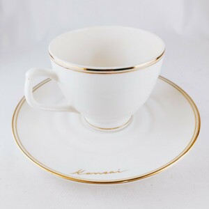 【美品】kansai fine china カップ&ソーサー 金彩 昭和レトロ アンティーク ヴィンテージ 花柄 ホワイト 洋食器 茶器 珈琲 紅茶 高級感