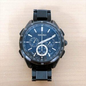 203*SEIKO セイコー BRIGHTZ ブライツ クロノグラフ ソーラー電波 8B92-0AB0 ブラック 腕時計 ベルト短い