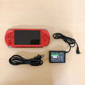 304*SONY PSP プレイステーションポータブル PSP-3000 ラディアントレッド ACアダプター付き ゲーム機