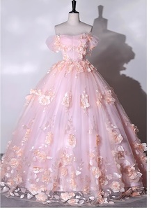  size order free! petal! pink color correcting color dress! musical performance .* presentation * Princessline * floor height! front ..* long dress costume 