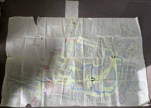 嘉永年間 家中屋敷図 新潟 新発田 城下町 新発田藩図 手書き 江戸時代 地図 古地図 168×134cm