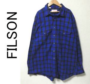 正規品 大きいサイズXL USA製 FILSON フィルソン チェック 長袖 ヘビーネルシャツ ブルー×ブラック