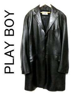 正規品 美品 大きいサイズ3L PLAY BOY COLLECTION プレイボーイ 高級羊革 3B ラムレザーコート 黒 ブラック