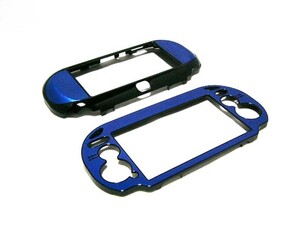 PSVITA用保護プラスチックxアルミニウム収納ケースカバー新品青　PSVITA1000　専用