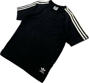 adidas ☆ スリーライン トレフォイル ベーシック 裾ロゴ◎ 半袖 Tシャツ ブラック M スポーツ トレーニング 人気 定番 アディダス■AE277