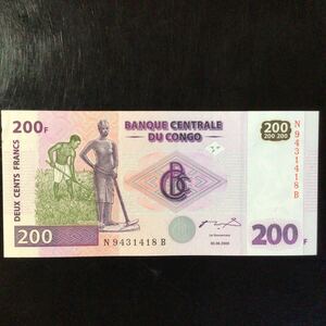 World Paper Money CONGO DEMOCRATIC REPUBLIC 200 Francs【2000】〔G&D〕