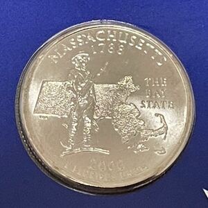 アメリカ　2000年　マサチューセッツ州25セントコイン　未使用品