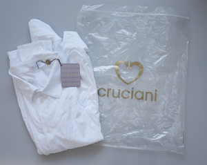 cruciani クルチアーニ ニットジャージー長袖ポロシャツ 白 56サイズですが実質54サイズ　未使用