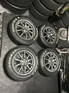 A-TECH 16インチ 6.5J 38 PCD114.3 5穴 トヨタ純正平座ナット専用 GRIPMAX ICE X 205/60R16 ホワイトレター ノア ヴォクシー プリウスα等