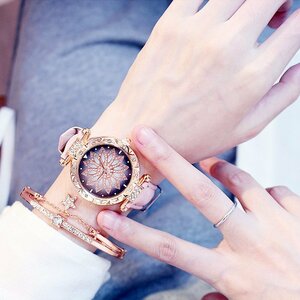 【 送料当社負担 】腕時計 アナログ レディース 高級感 クォーツ時計 ウォッチ ファッション 9色 フラワー W-Feminino-A【 9. ピンク系 】