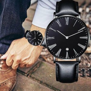  【送料当社負担】腕時計 アナログ クォーツ ウォッチ ビジネス シンプル 紳士 メンズ 高級腕時計 カレンダー Bsn-M-A【 1. ブラック系 】
