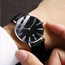【 送料当社負担 】腕時計 アナログ クォーツ ウォッチ ビジネス シンプル 紳士 メンズ 高級腕時計 カレンダー Bsn-M-A【 1. ブラック系 】_画像6
