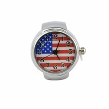 【 送料当社負担 】指輪時計　リング　ウオッチ カラー　星条旗　ステンレス　時計　アメリカ国旗　サイズフリー　指輪ウォッチ　FRW-R_画像1