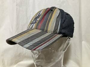 KANGOL DENIM STRIPE FLEXFIT カンゴール デニムストライプ フレックスフィット キャップ/帽子 前ストライプ/後グレー系 中古品