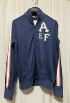 ABERCROMBIE& FITCH アバクロンビーアンドフィッチ トラックジャケット ジャージ 袖ライン 紺 L 中古 ファスナー上げるとき引っかかりあり_画像1