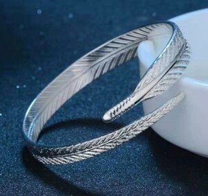 bangle lady's fine silver leaf pattern bracele new goods unused free shipping simple casual fashion accessory 