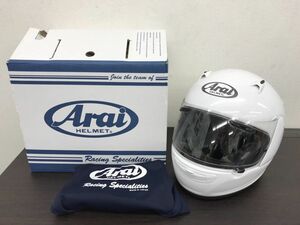 1102-106T⑨4695 ヘルメット Arai アライ　クアンタムJ QUANTUM-J　グラスホワイト 55-56 サイズ　PSCマーク有