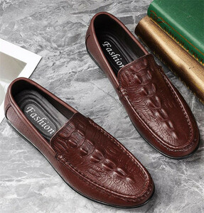  Loafer slip-on shoes business shoes men's new goods driving shoes casual gentleman shoes [61283] Brown 24cm