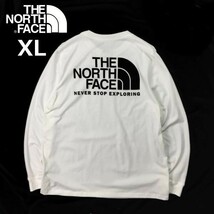 1円～!売切!【正規新品】THE NORTH FACE LONG SLEEVE THROWBACK TEE 長袖 Tシャツ ロンT US限定 ビッグロゴ 登山 男女兼用(XL)白180902-15_画像1