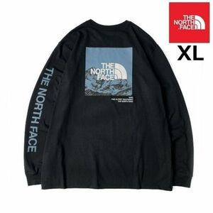 1円～!売切!【正規新品】THE NORTH FACE◆L/S LOGO PLAY 長袖 Tシャツ ロンT US限定 袖ロゴ ヒマラヤ 落描き風 男女兼用(XL)黒 180902-20