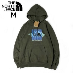 1円～!売切!【正規新品】THE NORTH FACE◆NOV GRAPHIC HOODIE パーカー US限定 裏起毛 登山 男女兼用 ボックスロゴ(M)緑 カーキ 181130-33