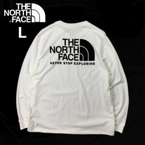 1円～!売切!【正規新品】THE NORTH FACE L/S THROWBACK TEE 長袖 Tシャツ ロンT US限定 ビッグロゴ 男女兼用 アウトドア(L)白 180902-18