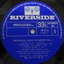 14025567;【国内盤/RIVERSIDE/ペラジャケ】Thelonious Monk Quartet / Thelonious Monk In Europe Vol. 1_画像3